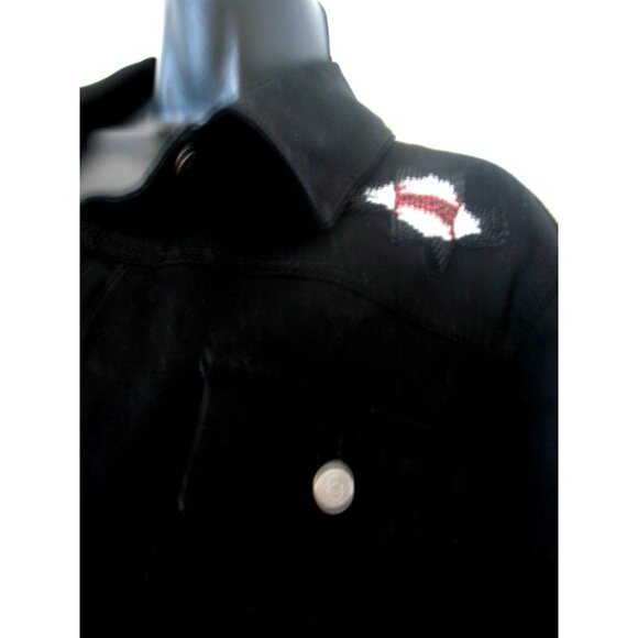 Ralph Lauren Black Jean Jacket With Pewter Buttons Women's Size L and Beading - Picture 6 of 13